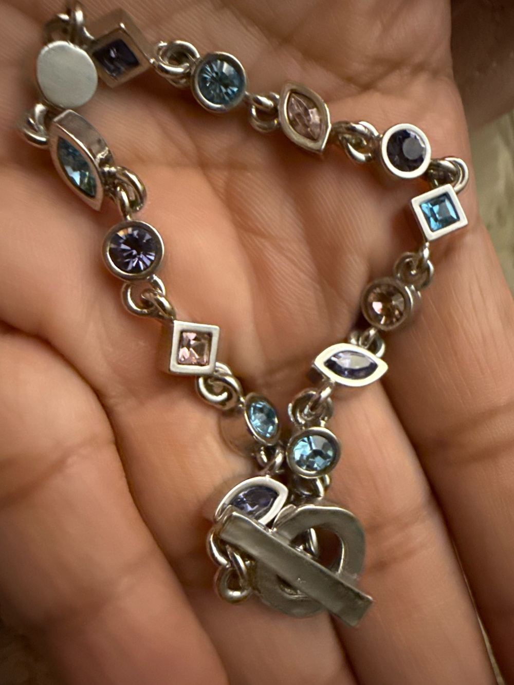 M&M'S Silver Bracelet with Blue and Purple Crystals